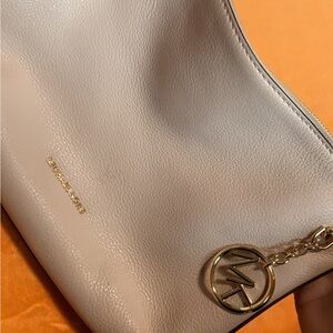 Michael Kors Beige Shoulder Bag with Gold Accents